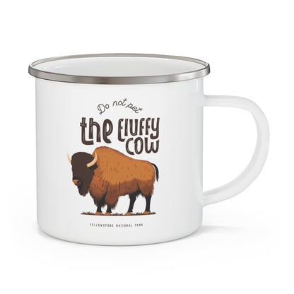 Do Not Pet the Fluffy Cow Enamel Mug