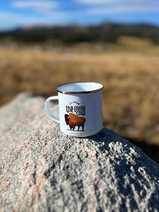 Do Not Pet the Fluffy Cow Enamel Mug